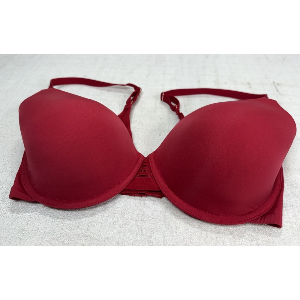 Le Mystere 32DDD Red Underwire Bra Lightly Lined Adjustable Straps - Picture 3 of 7
